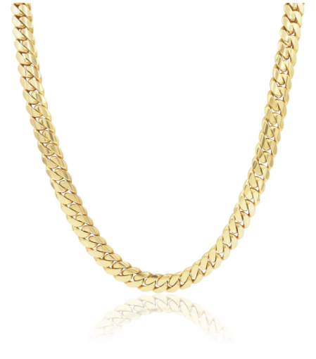 Chain Cuban Link with Diamond Sleek Lock 11.5mm 25" 10K