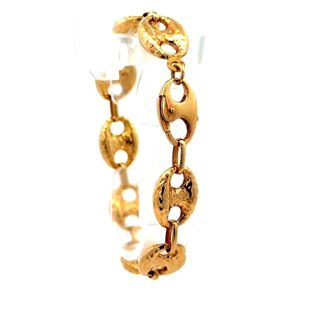 Bracelet Textured Mariner Puff 12.5mm 7" 10K