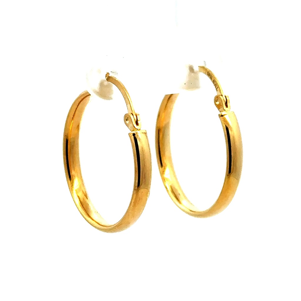 Earrings Plain Hoops 25 3mm 10K