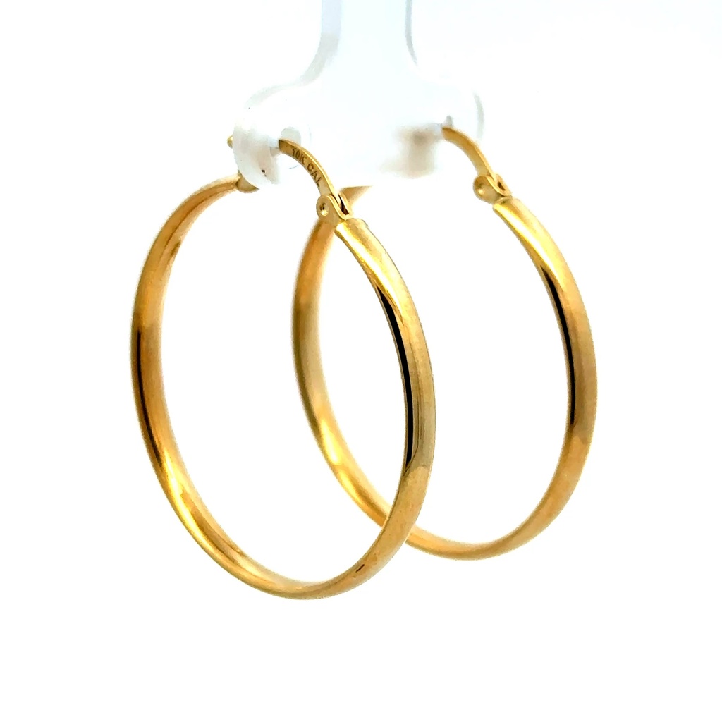 Earrings Plain Hoops 35 3mm 10K