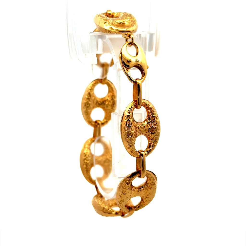 Bracelet Textured Mariner Puff 16.5mm 8" 10K