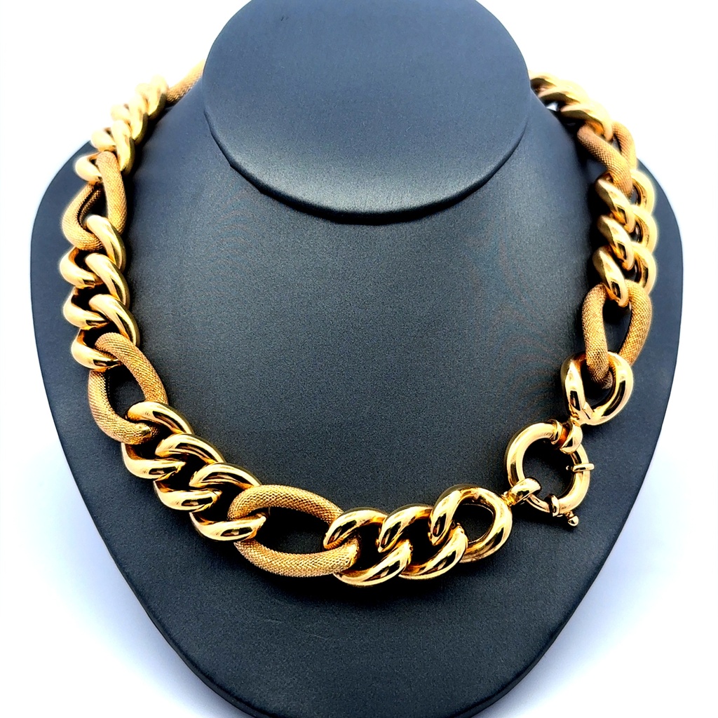 Necklaces Textured Hollow Figaro 14.5mm 16" 14K