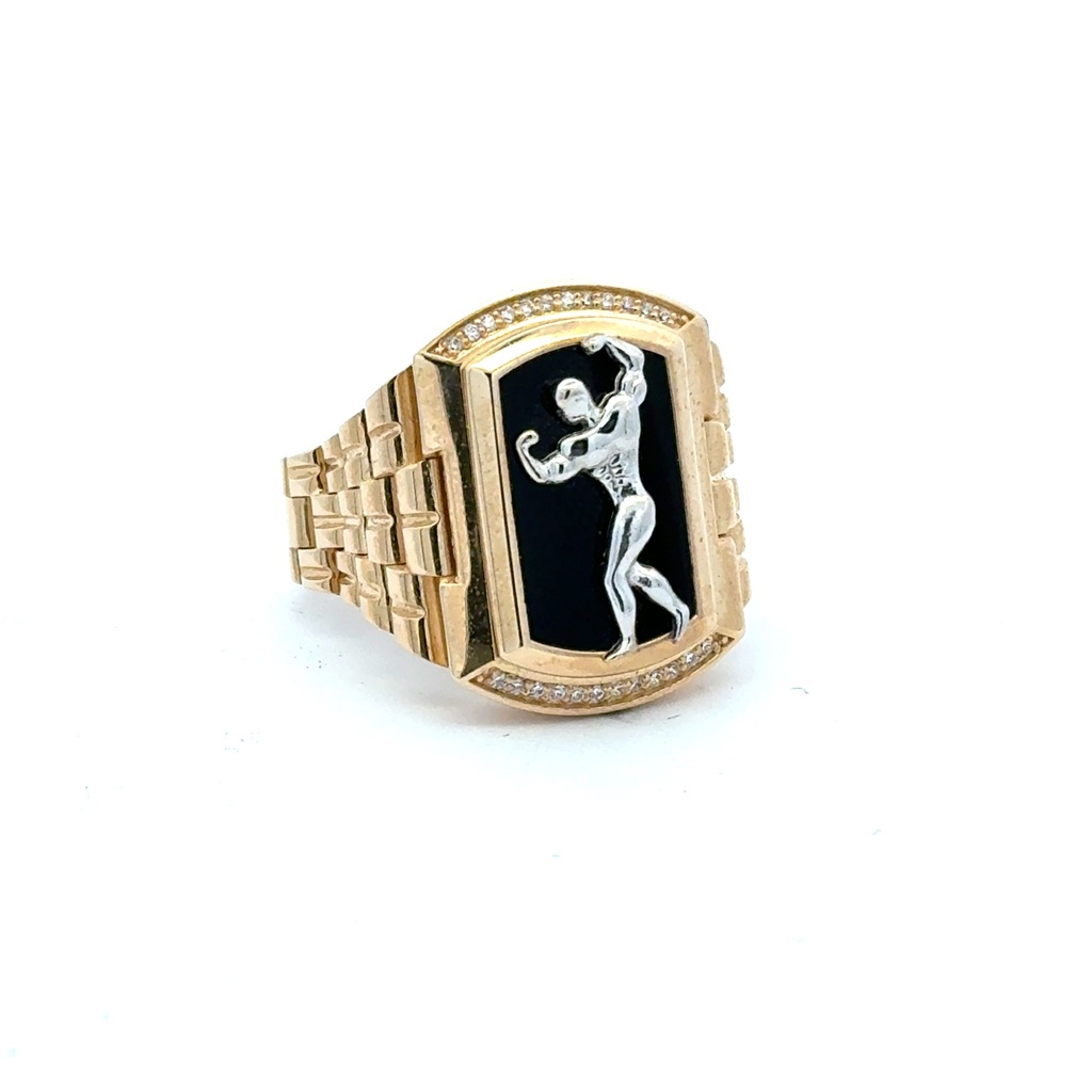 Ring Jubilee White Gold Bodybuilder with CZ 12 6mm 10K