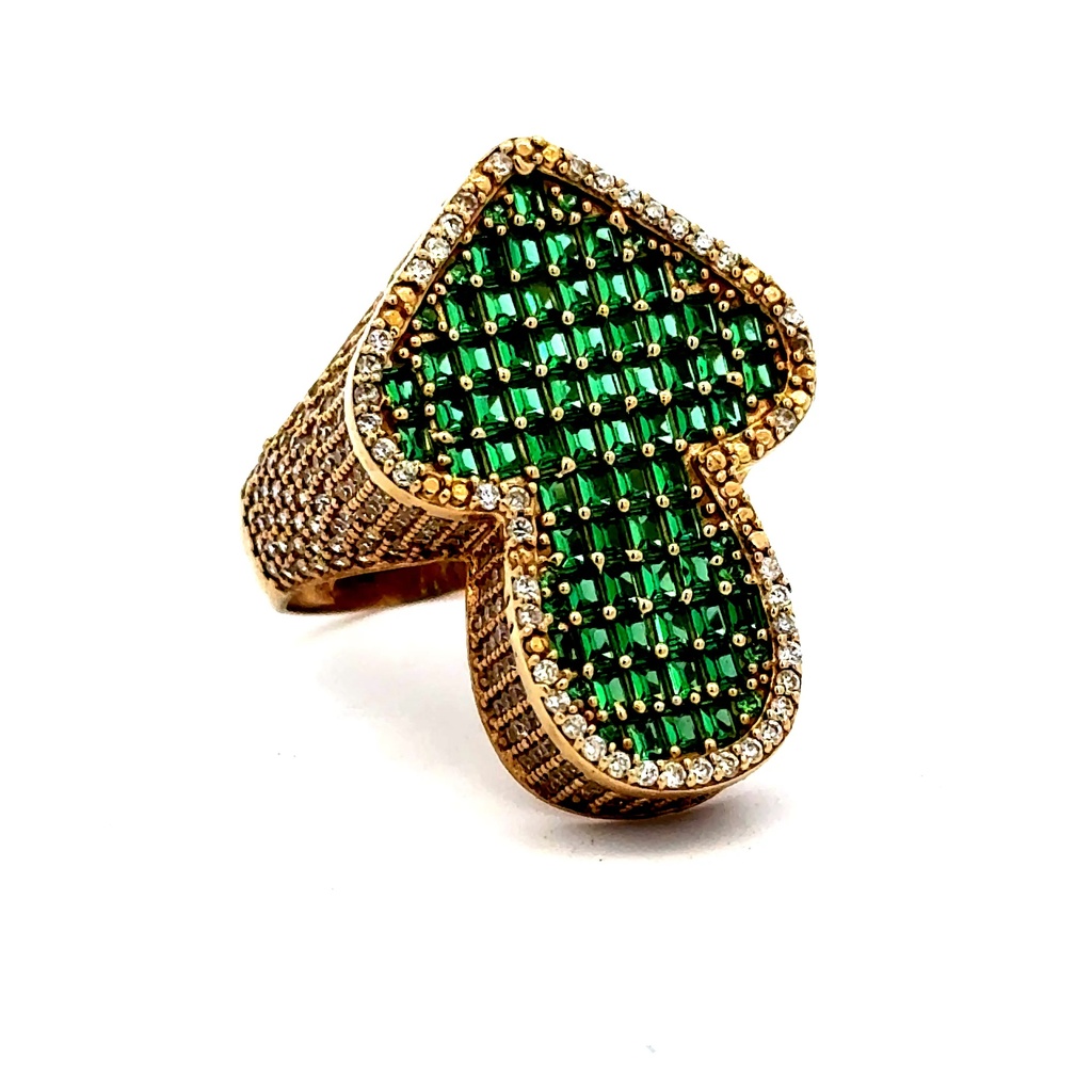 Ring CZ-Iced Big Green Flex Arrow 10 4mm 10K