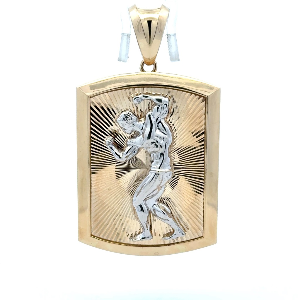 Pendant Two-Tone Bodybuilder In Dog Tag 63.5 14K