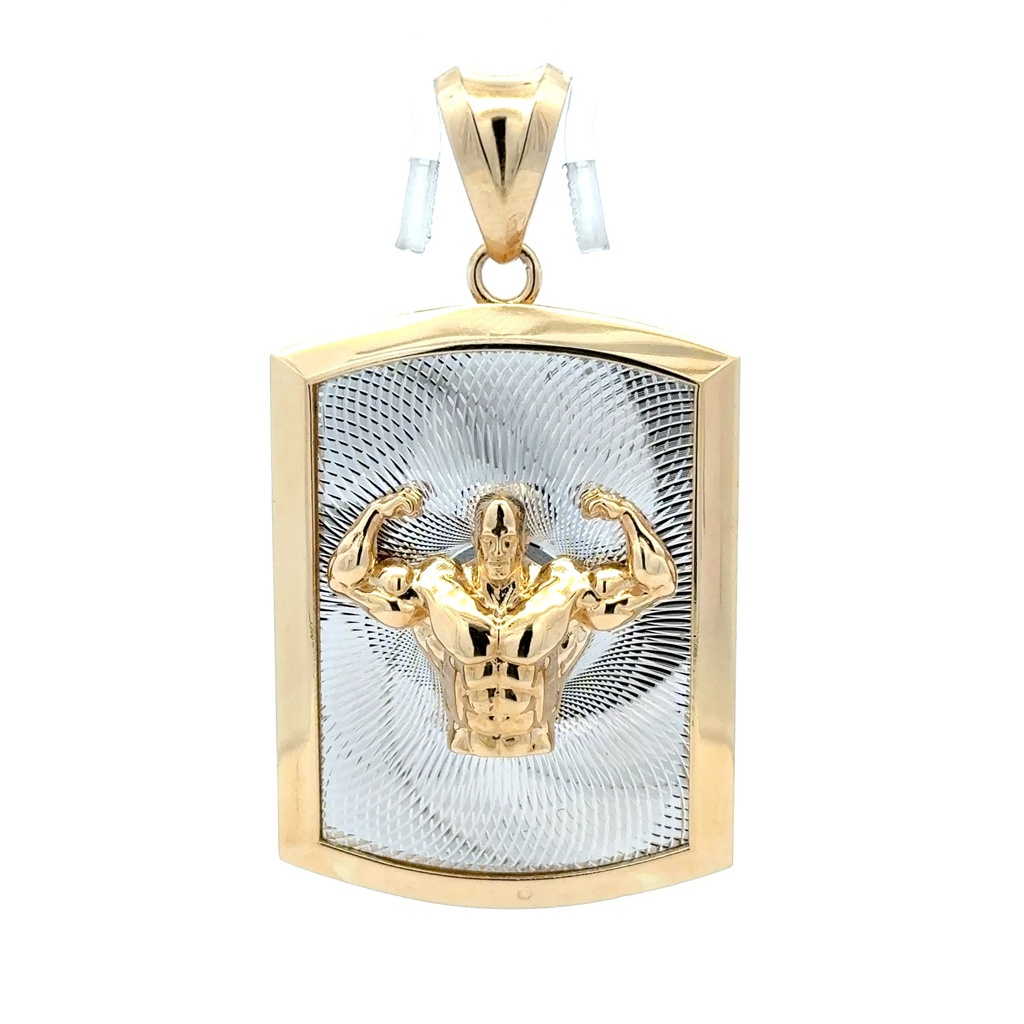 Pendant Two-Tone Bodybuilder In Dog Tag 62 14K