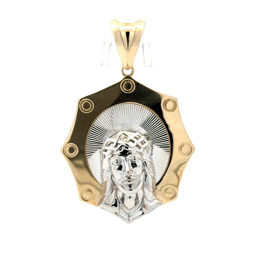 Pendant Halo Jesus Face with Crown of Thorns 59.5 14K