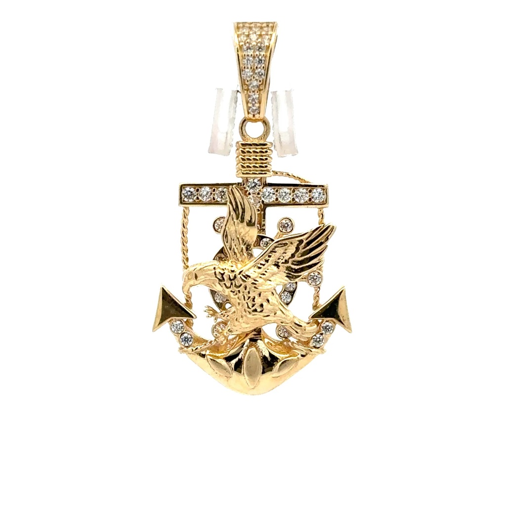 Pendant Eagle on Ship’s Wheel with CZ & Anchor 47.5 10K