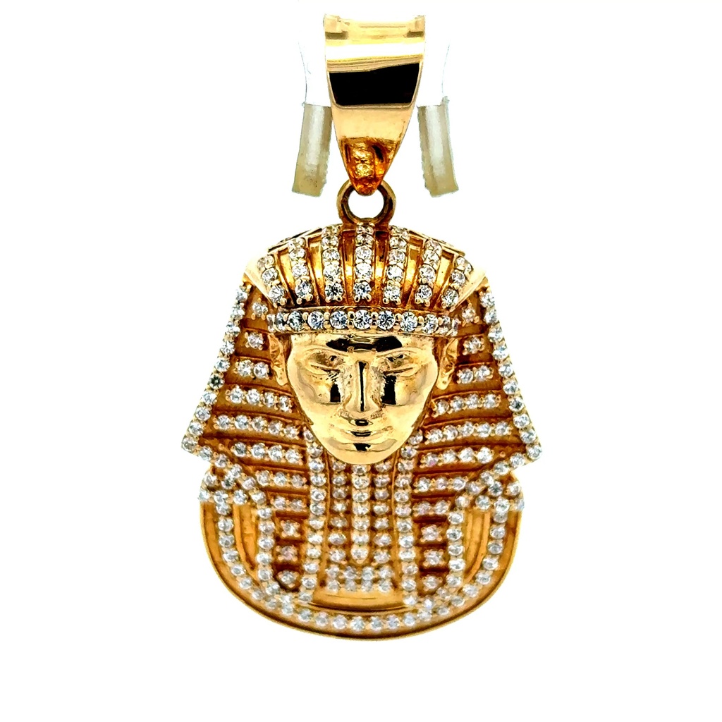 Pendant Two-Tone Pharaoh Bust with CZ 49 14K