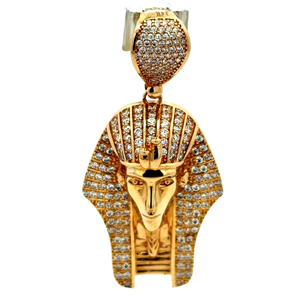Pendant Two-Tone Pharaoh Bust with CZ 52.5 14K