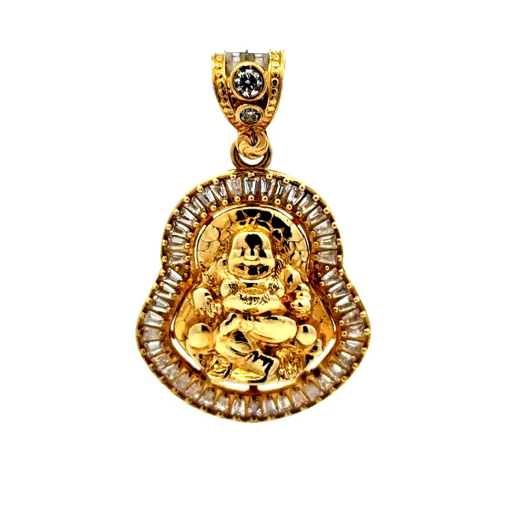 Pendant CZ Halo Seated Buddha 39.5 10K