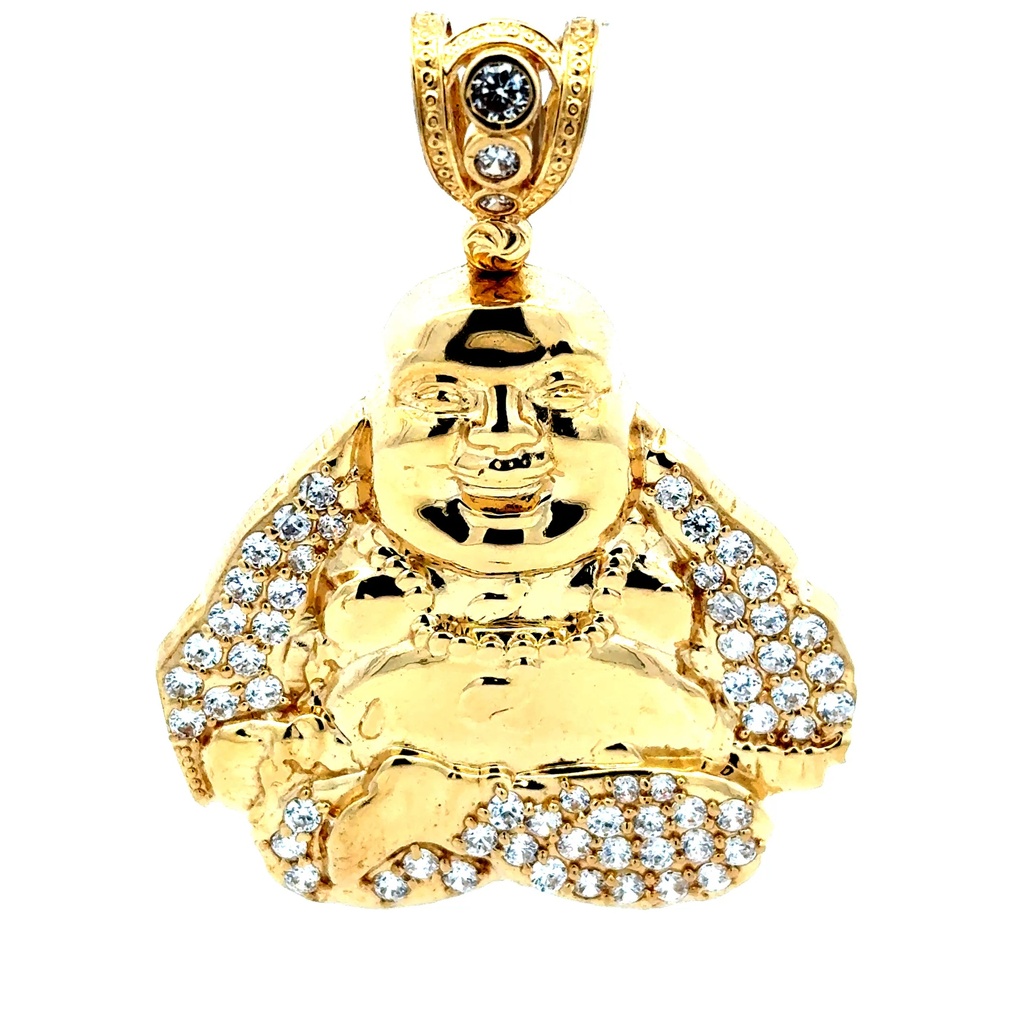 Pendant CZ Halo Seated Buddha 67.5 14K