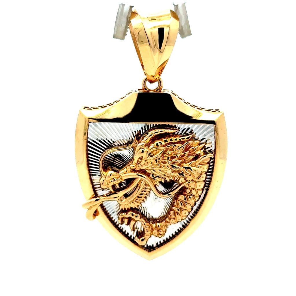 Pendant Dragon on Shield Two-Tone 53 14K
