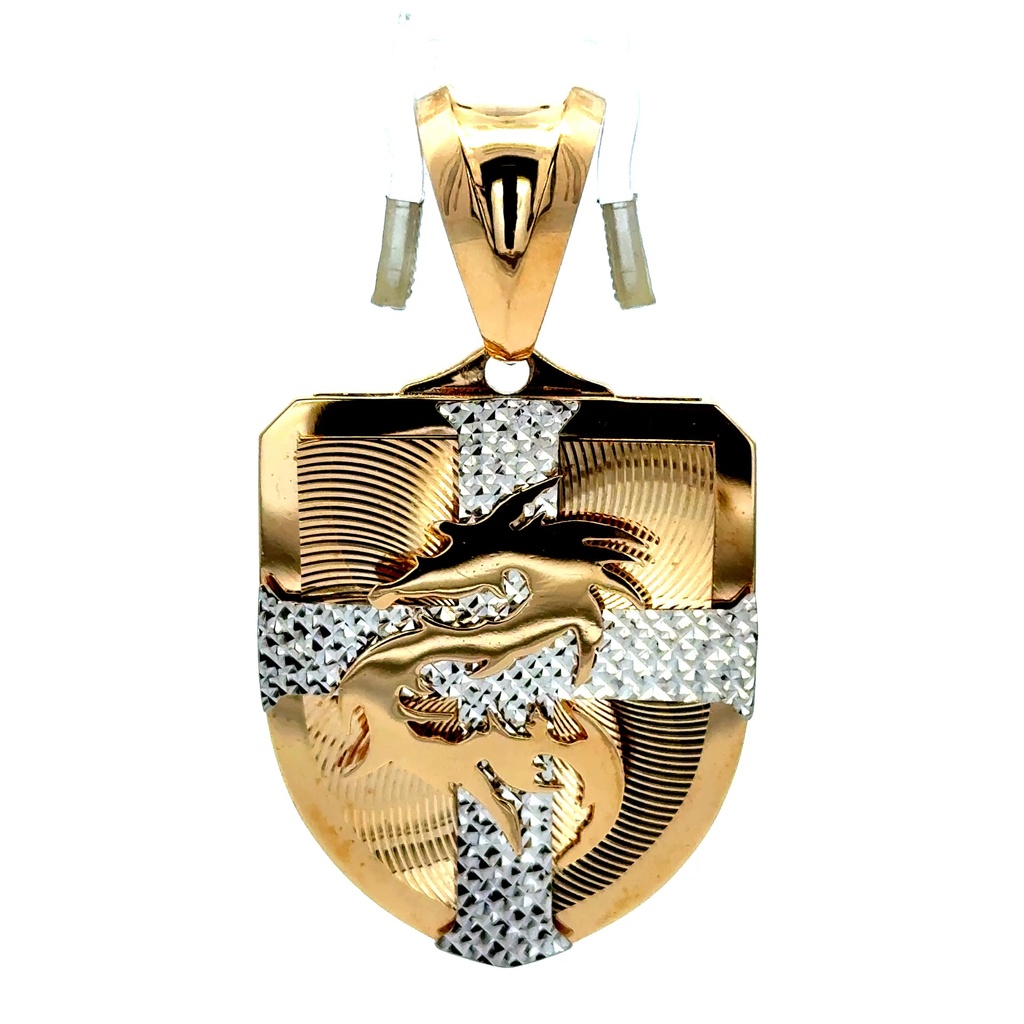 Pendant Dragon on Shield Two-Tone 57 14K