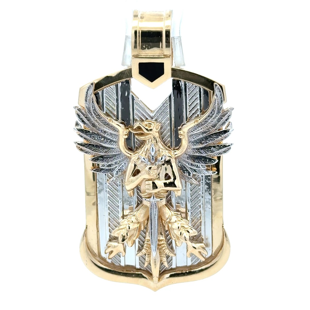 Pendant Two-Tone Mythical Animal with Sword Shield 50.5 14K