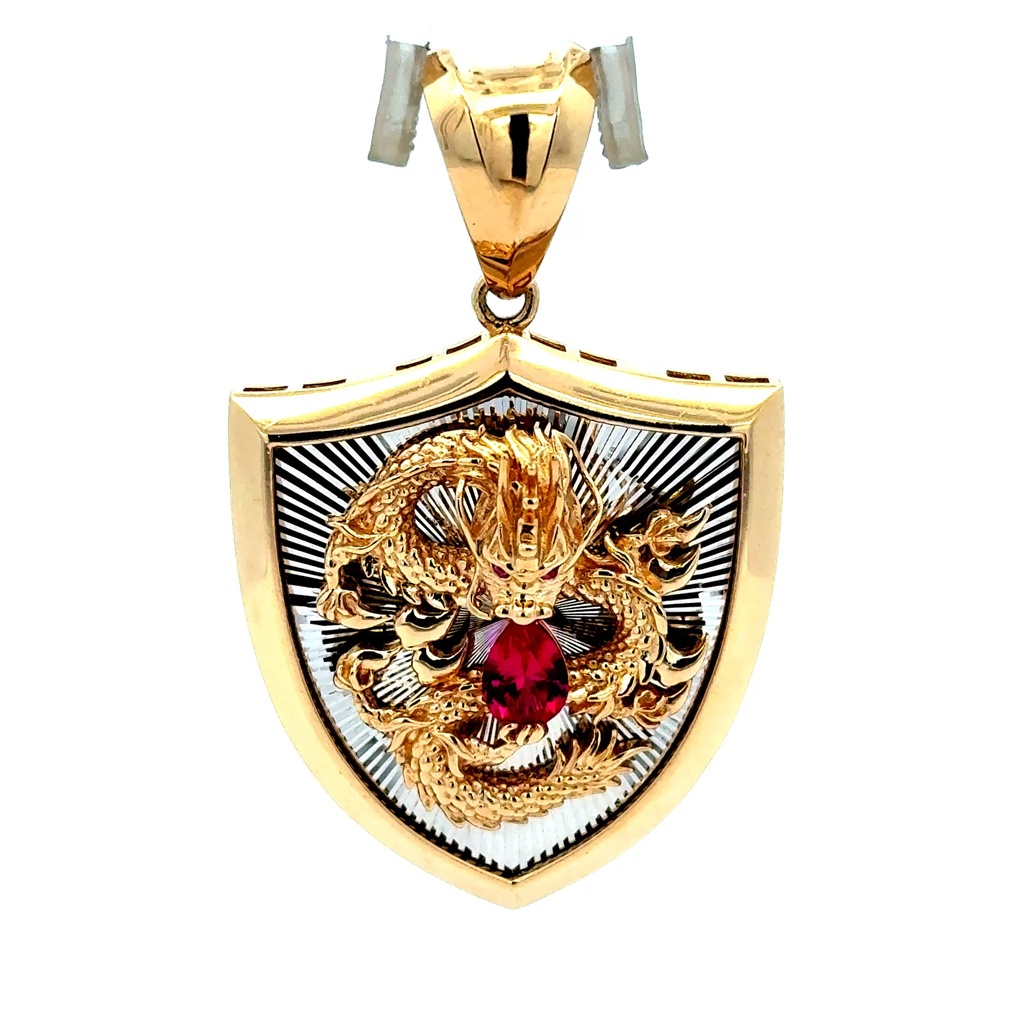 Pendant Dragon on Shield Two-Tone 52 14K