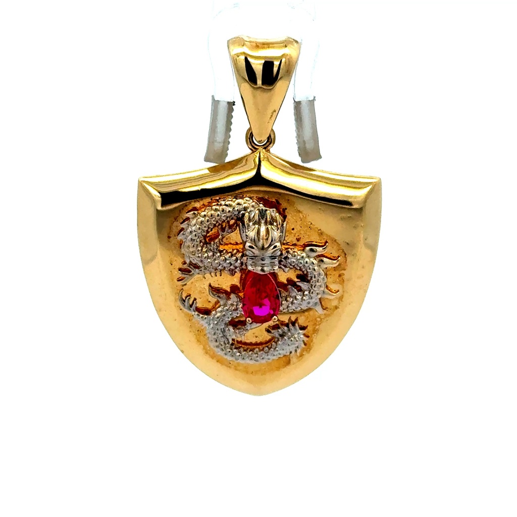 Pendant Dragon on Shield Two-Tone 41 14K