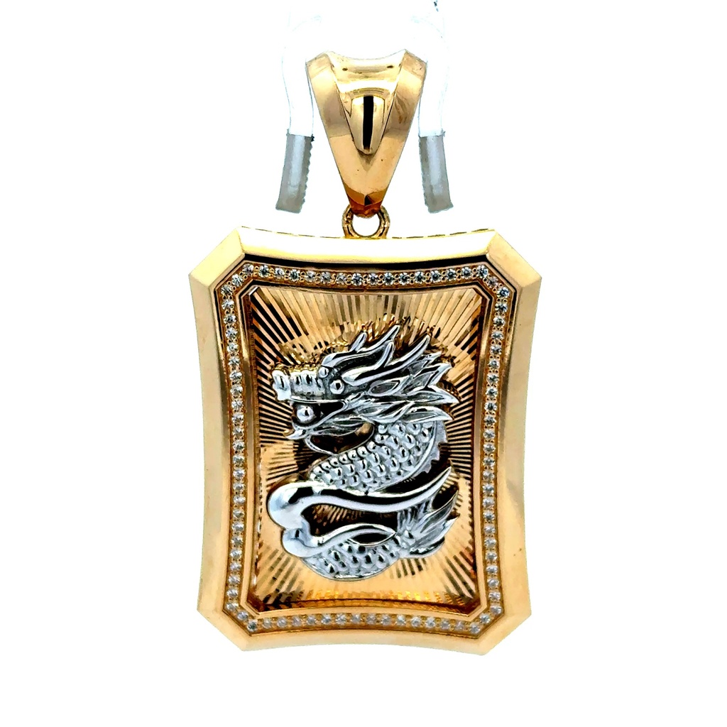 Pendant Dragon on Shield Two-Tone 55.5 14K