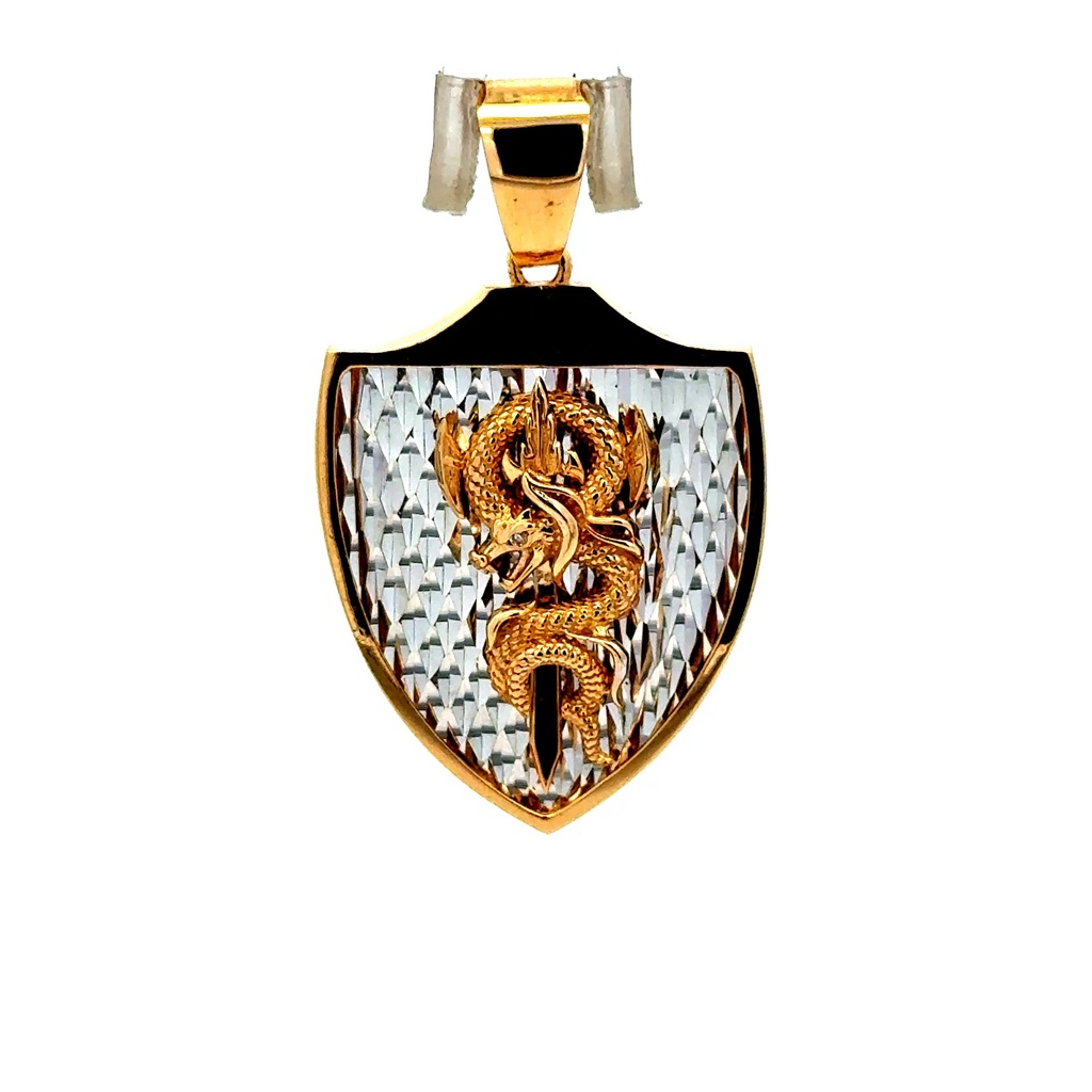 Pendant Dragon on Shield Two-Tone 39 14K