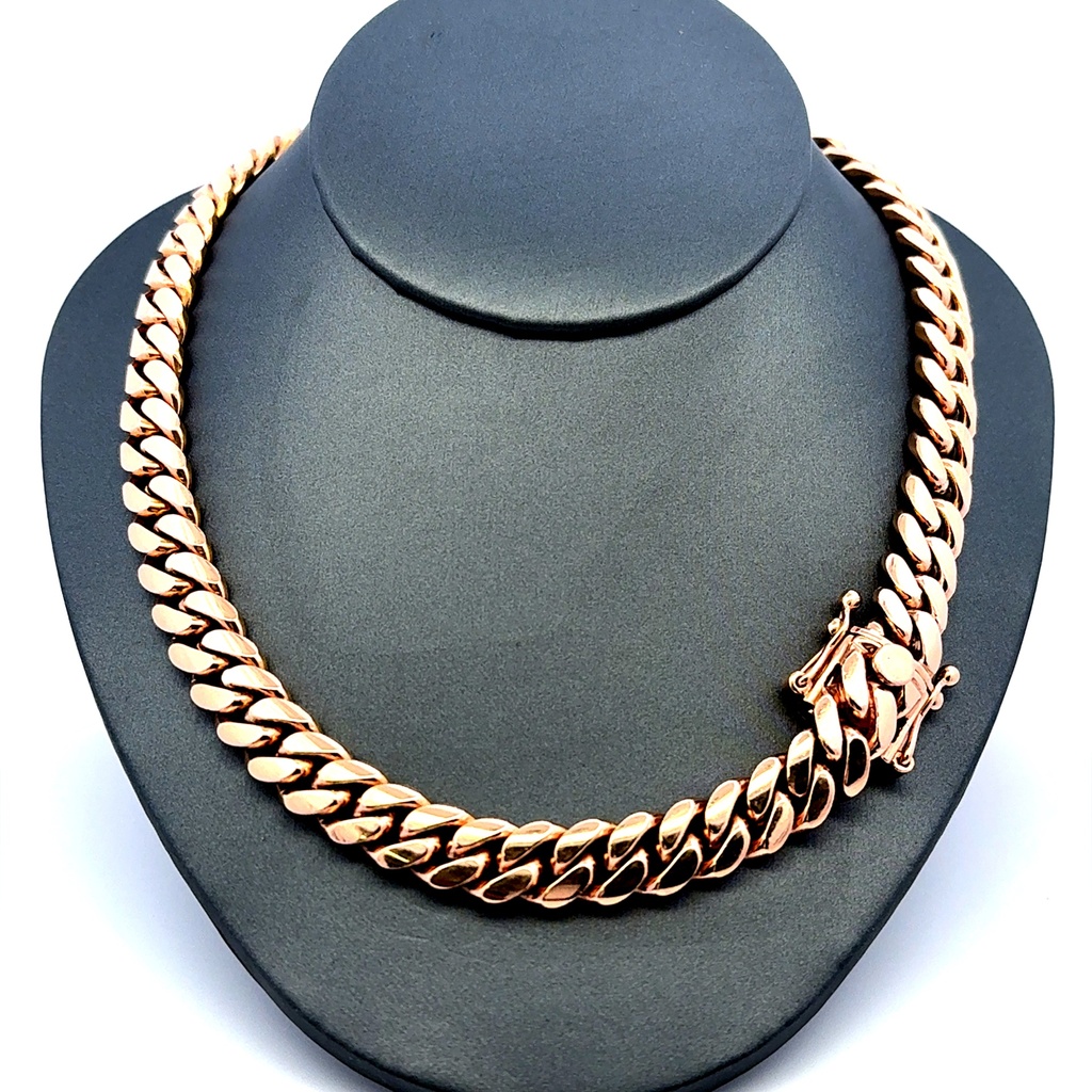 Chain Cuban Link Rose Gold 10.5mm 22" 14K