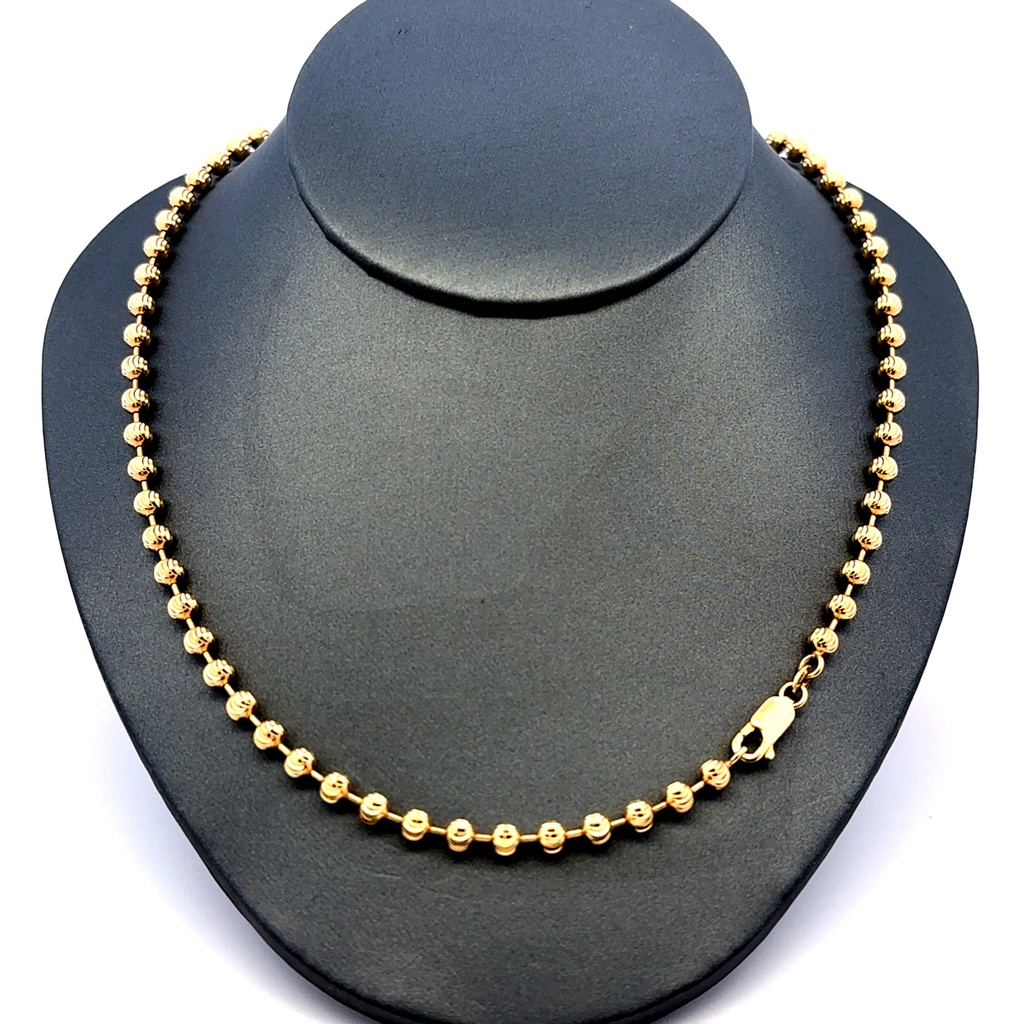 Chain Faceted Military Bead Ball 4mm 26" 10K