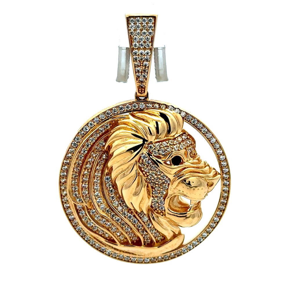 Pendant Roaring Lion Head 51.5 14K