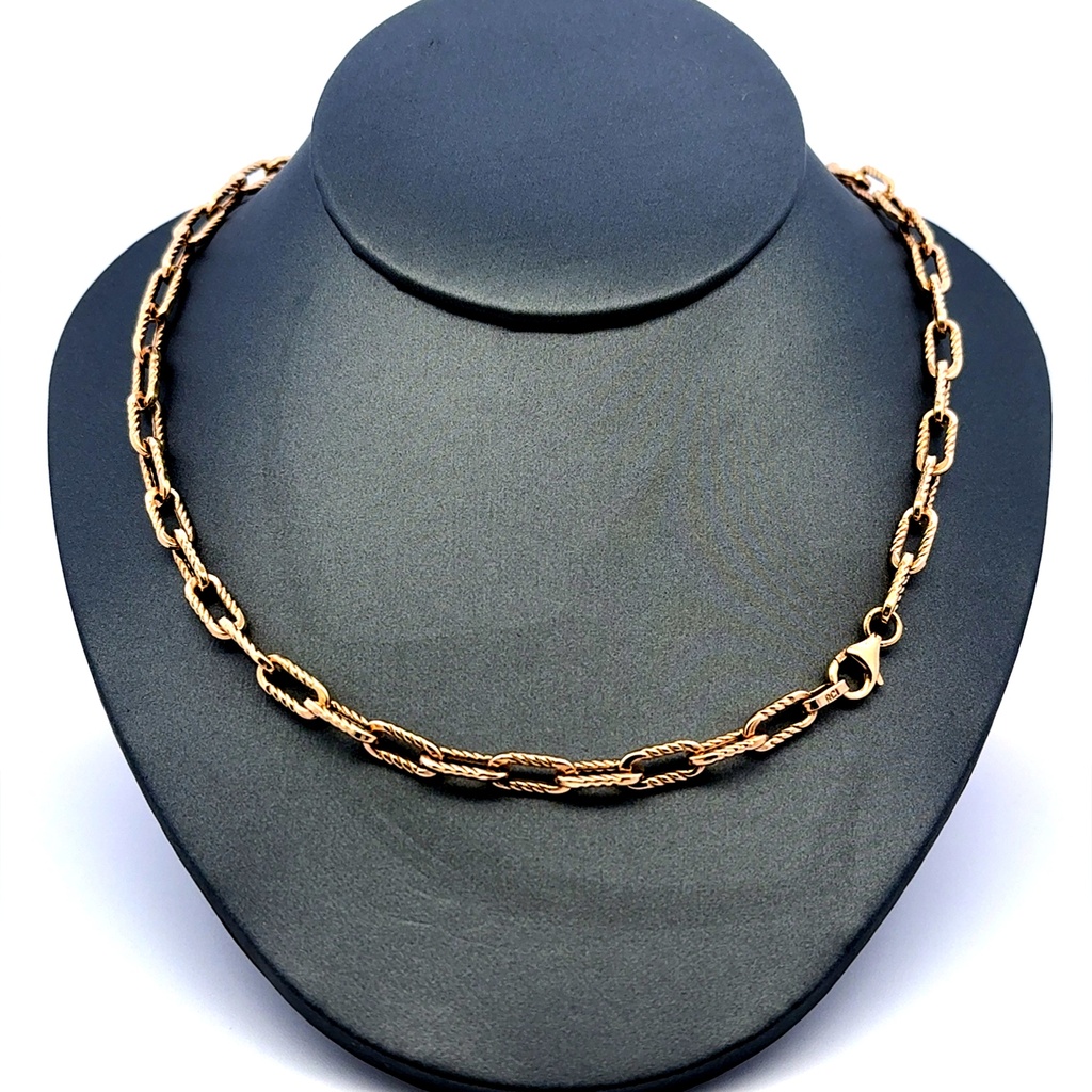 Necklaces Oval Textured Link 5mm 18" 14K