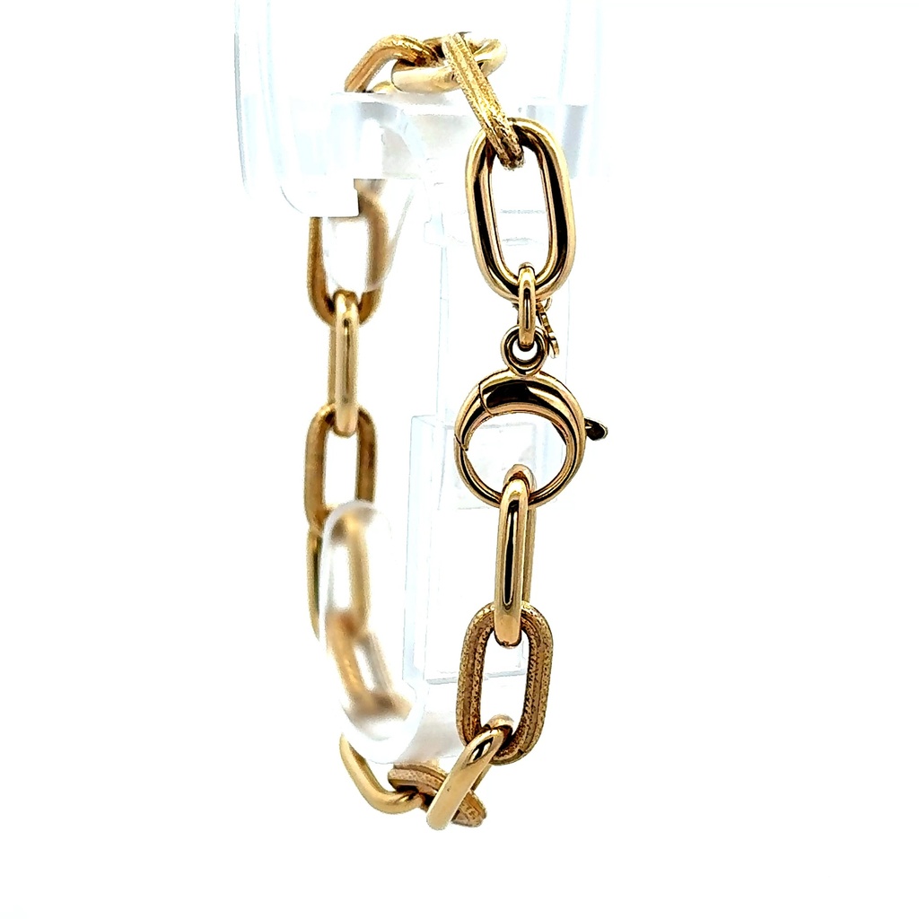 Bracelet Oval Textured Link 9mm 7.5" 14K