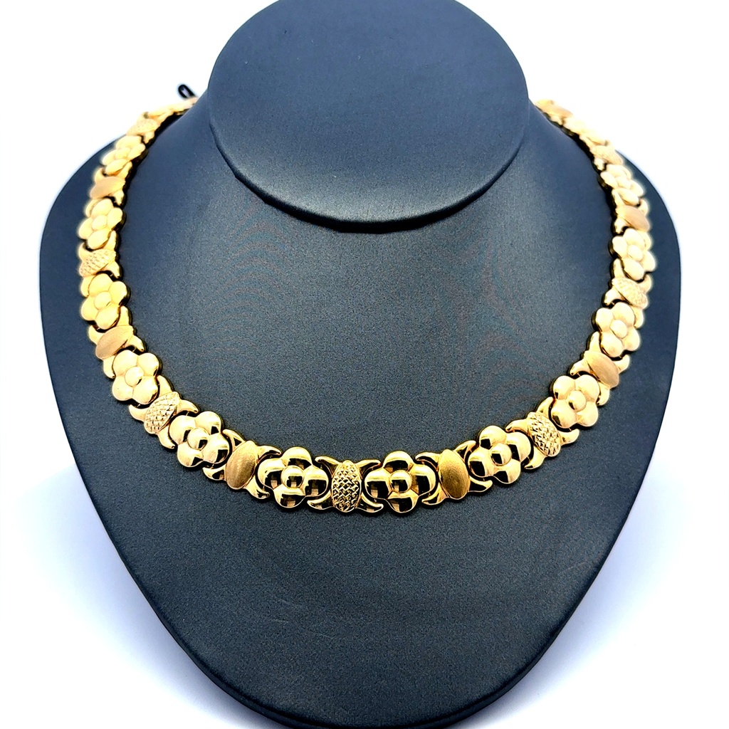 Necklaces Textured X&Flower with Lobster Lock 12mm 18" 10K