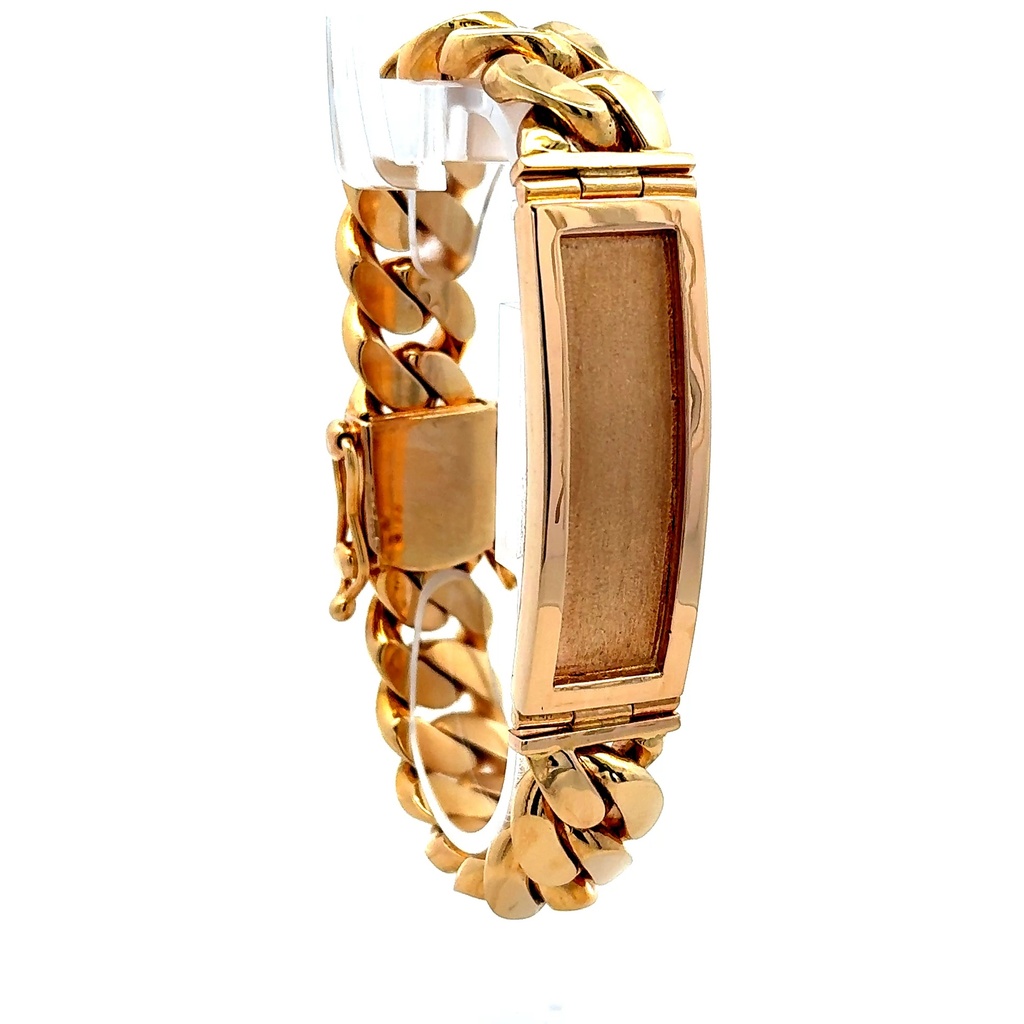 Bracelet Textured ID Cuban Link 18mm 9" 14K