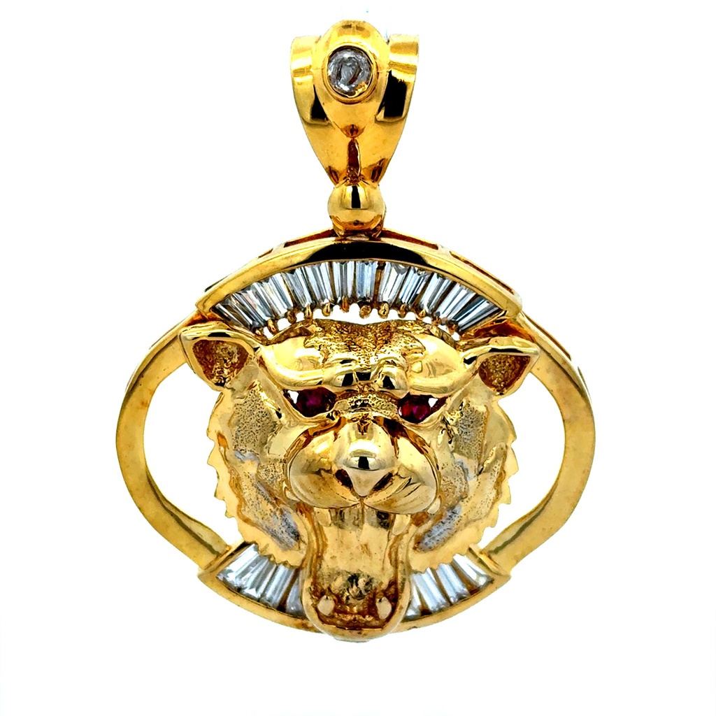 Pendant Red-Eyed Panther’s Head & CZ 60 10K