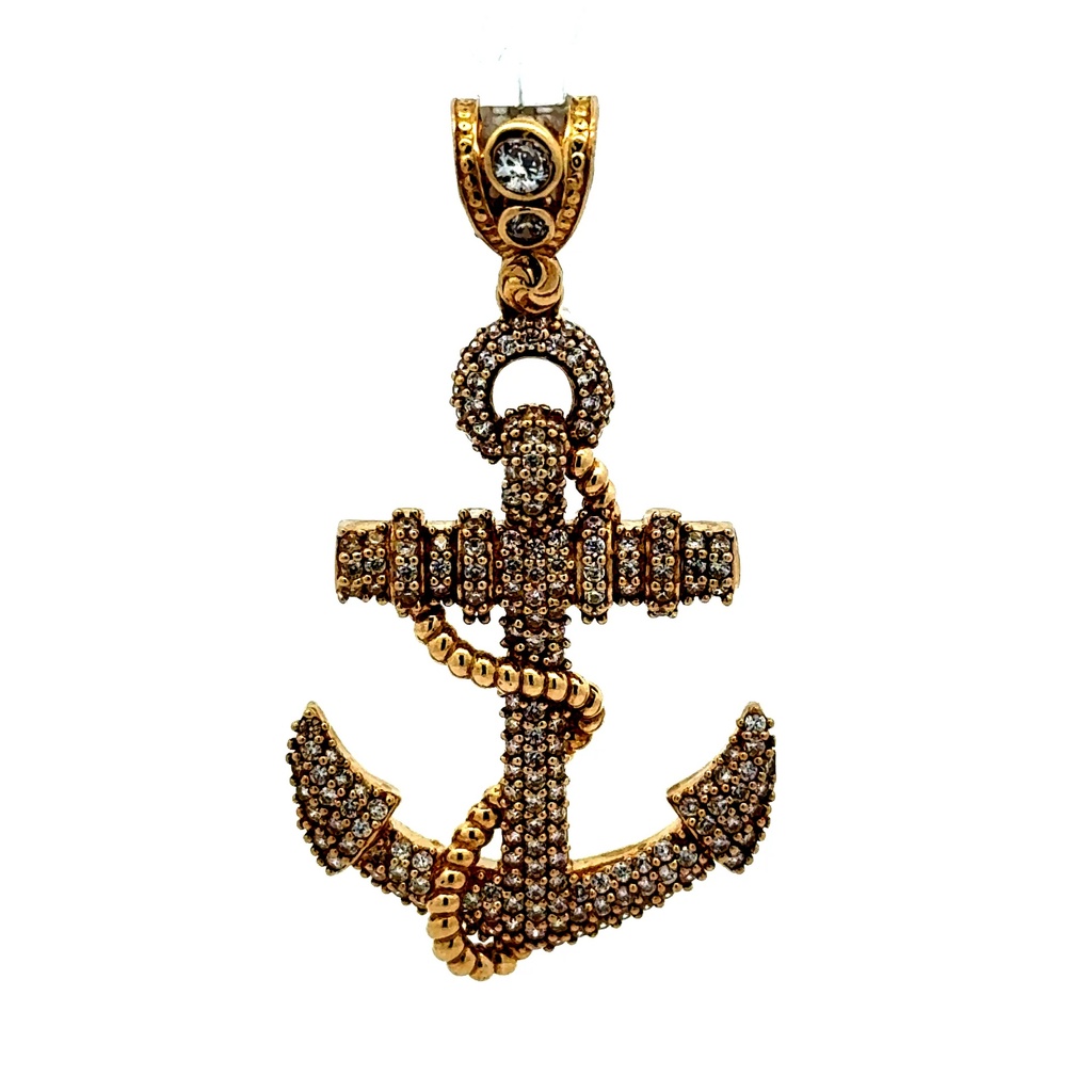 Pendant Pavé Anchor 47 10K
