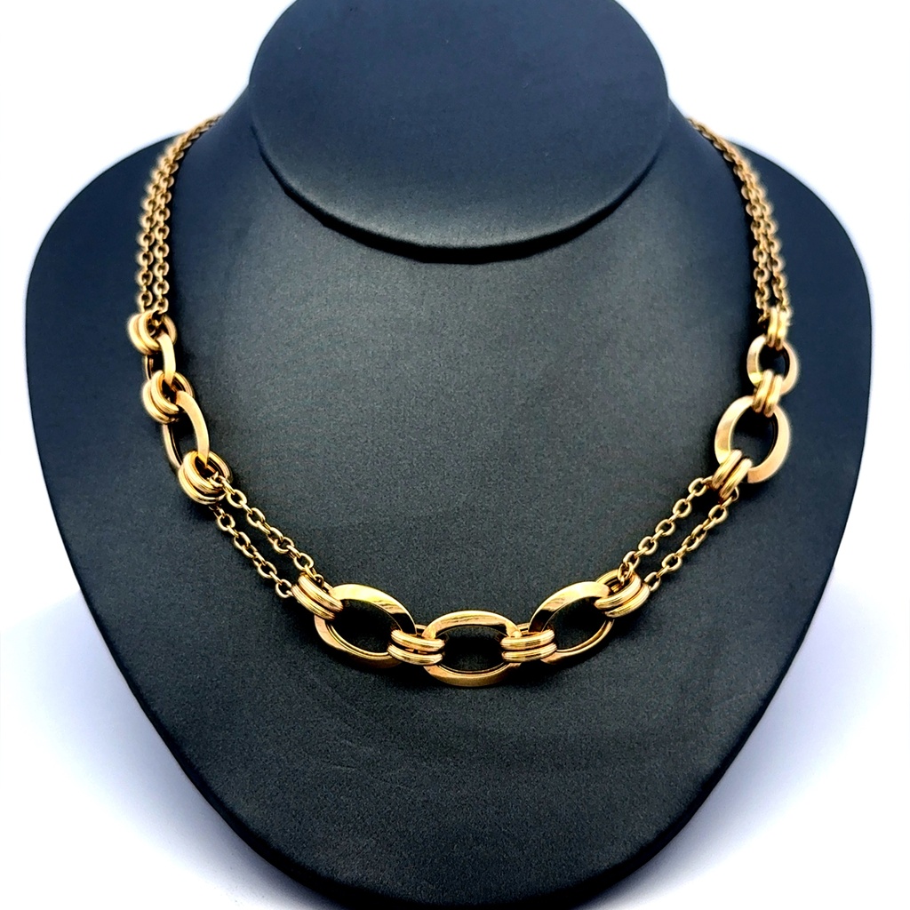 Necklaces Rollo Princess Cut 11mm 18" 14K