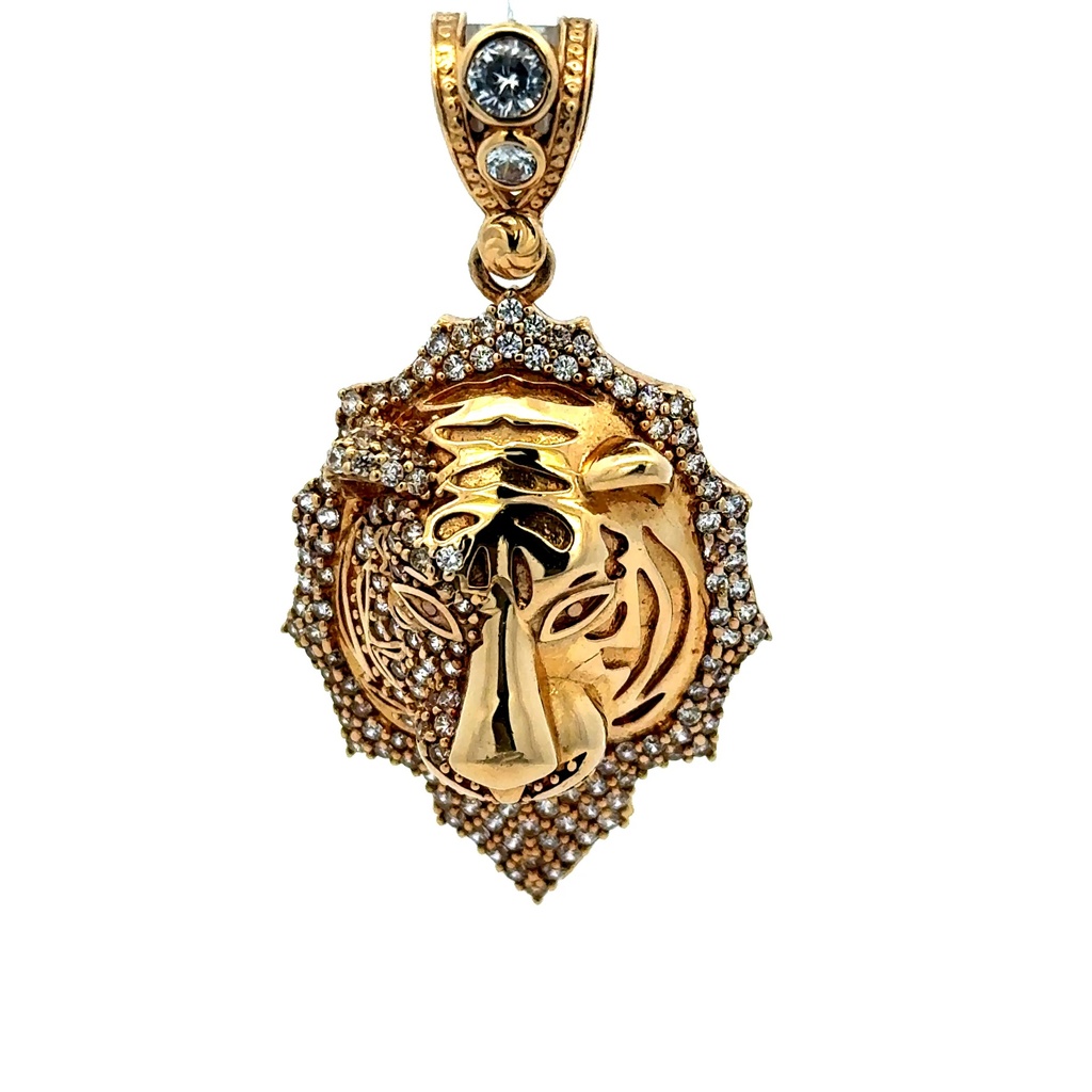 Pendant Lion Head & CZ 48.5 14K