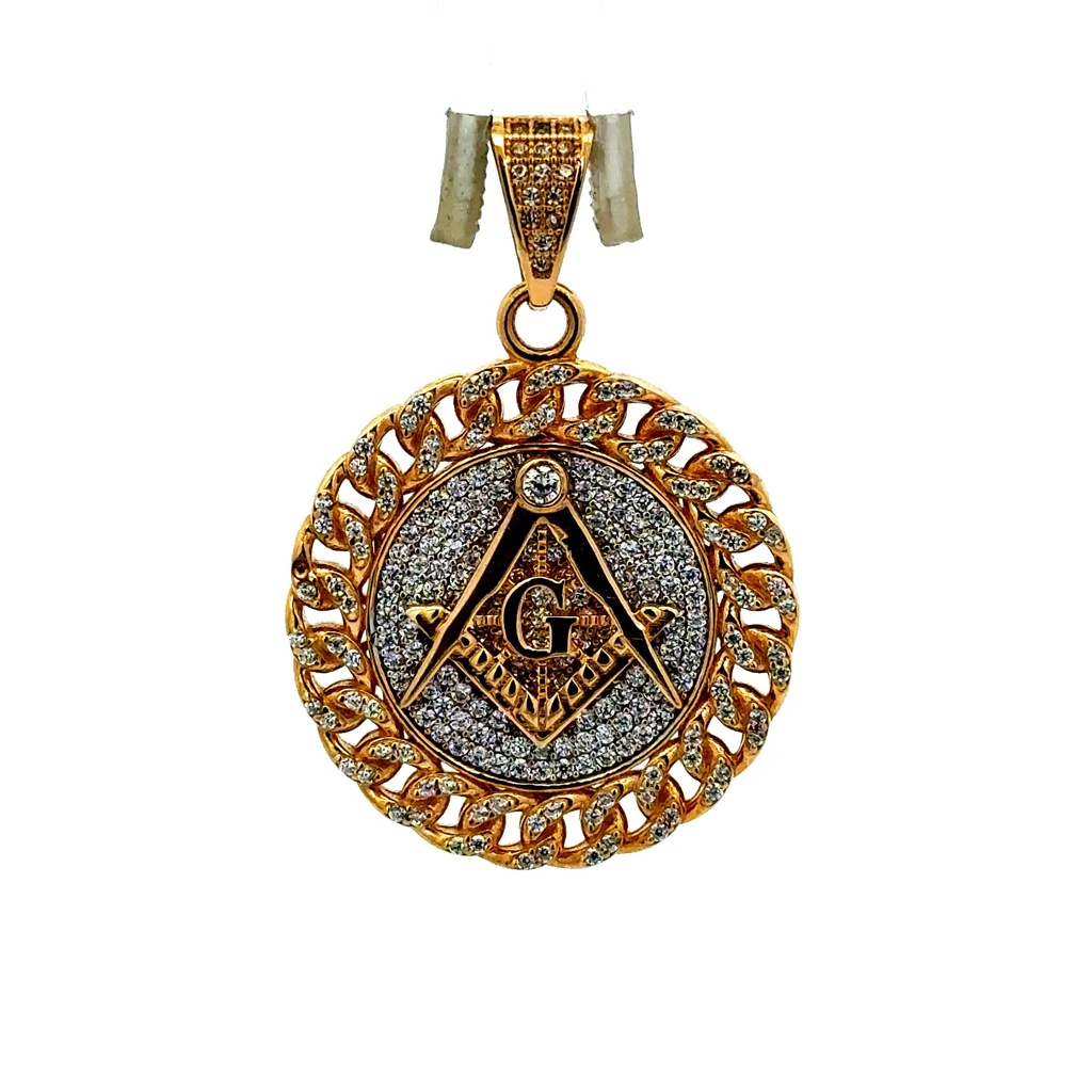 Pendant Masonic Square & Compass with CZ 40 14K