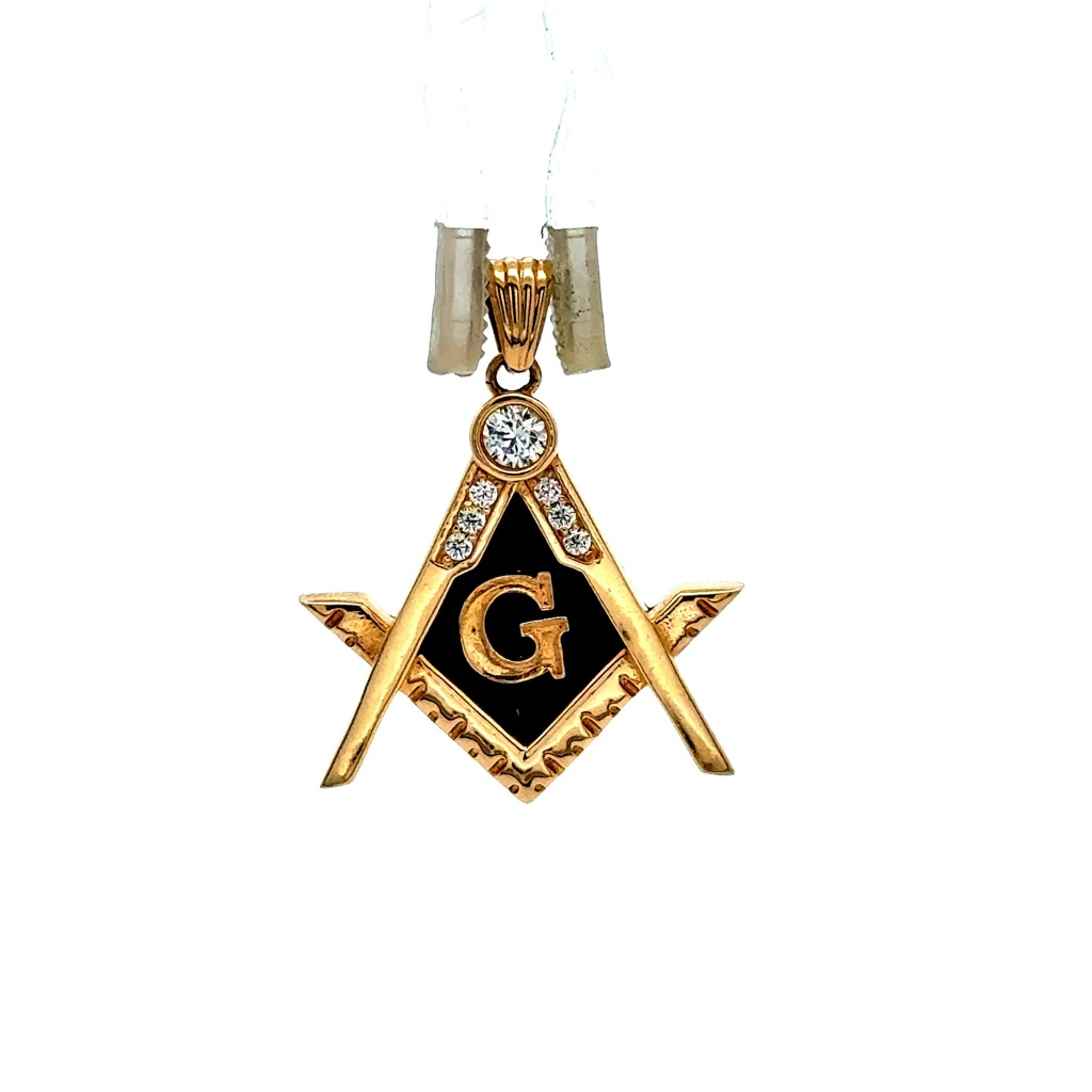 Pendant Masonic Square & Compass with CZ 26 10K