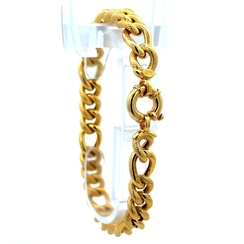 Bracelet Textured Hollow Figaro 9mm 8" 10K