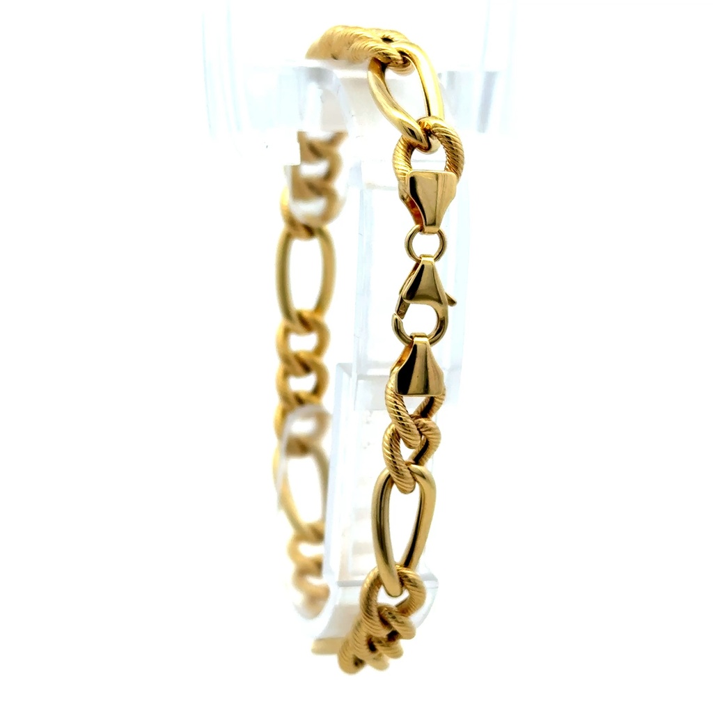 Bracelet Textured Hollow Figaro 7.5mm 7.5" 10K