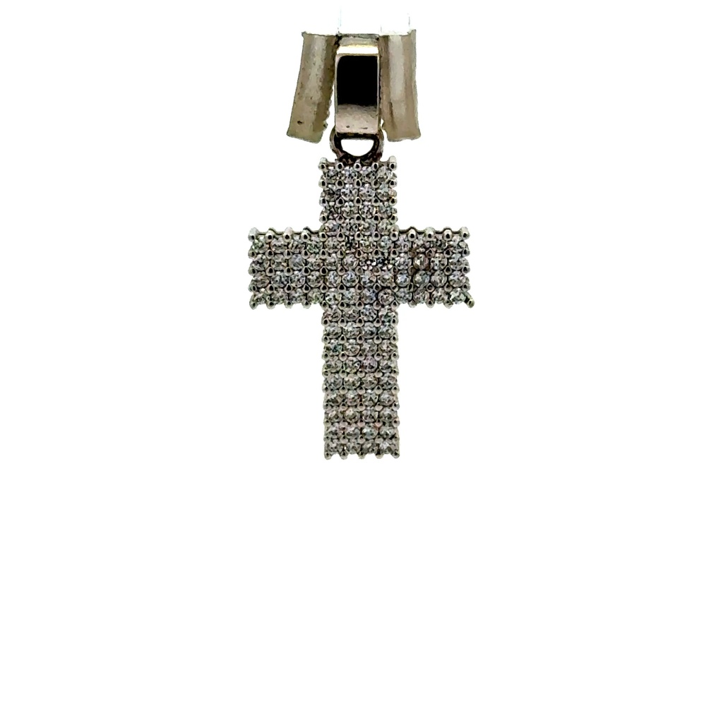 Pendant CZ-Iced Cross 28.5 14K