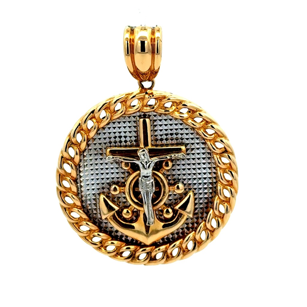 Pendant Ship’s Wheel & Anchor 49.5 14K