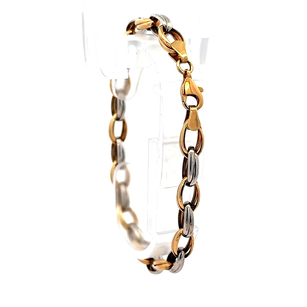 Bracelet Two-Tone Oval Link 6mm 7" 14K