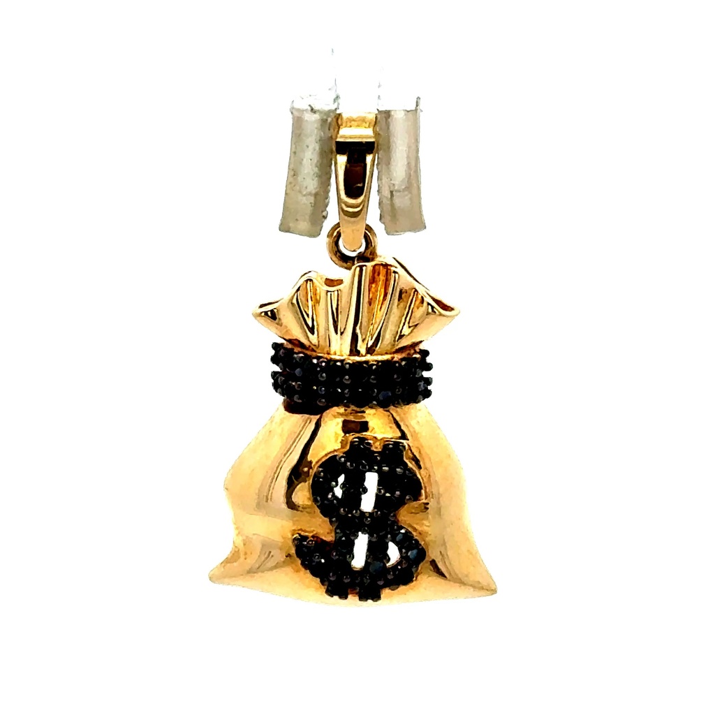 Pendant Money Bag with CZ Dollar Sign 27.5 14K