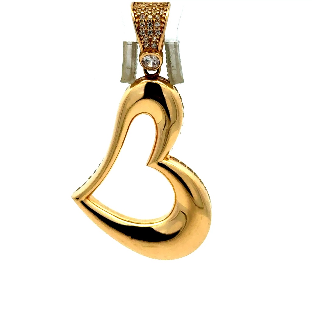 Pendant Asymmetric Heart with CZ 44.5 14K