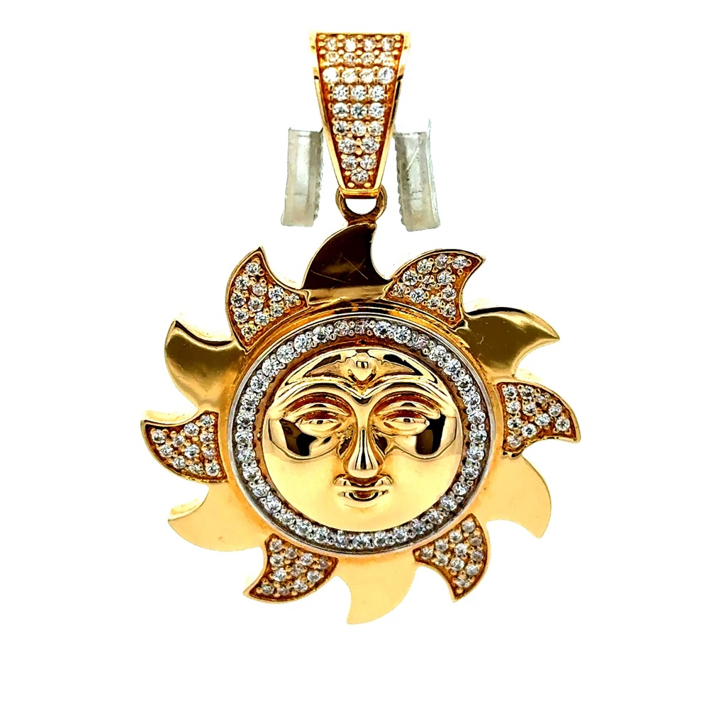 Pendant Sun Face with CZ 42 14K