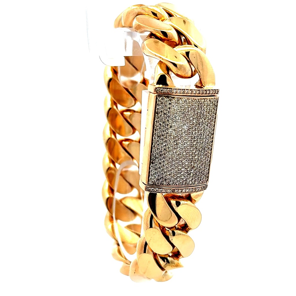 Bracelet Cuban Link with Diamond Sleek Lock 18mm 8.5" 14K