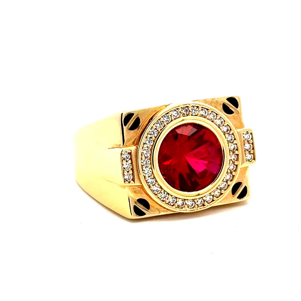Ring Men's Big Central Stone & CZ Accents 11 4mm 14K