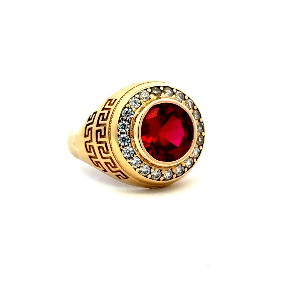 Ring Men's Big Central Stone & CZ Accents 11 3mm 10K