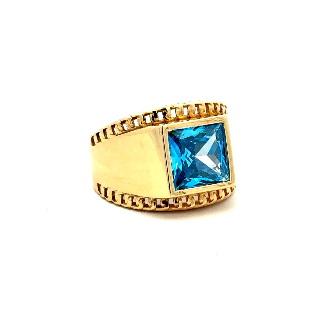 Ring Men's Big Central Stone & CZ Accents 10 4mm 10K