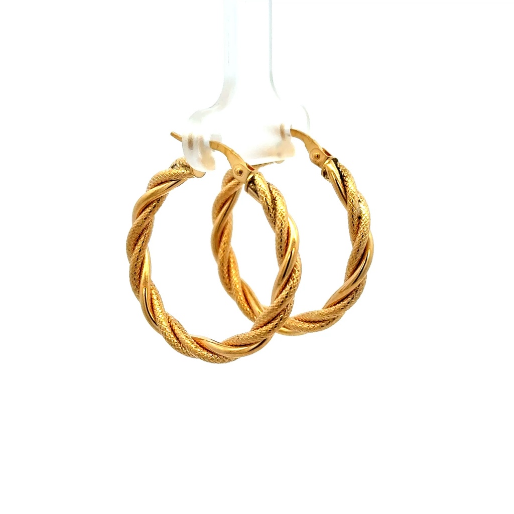 Earrings Twisted Textured Hoops 28 3mm 14K