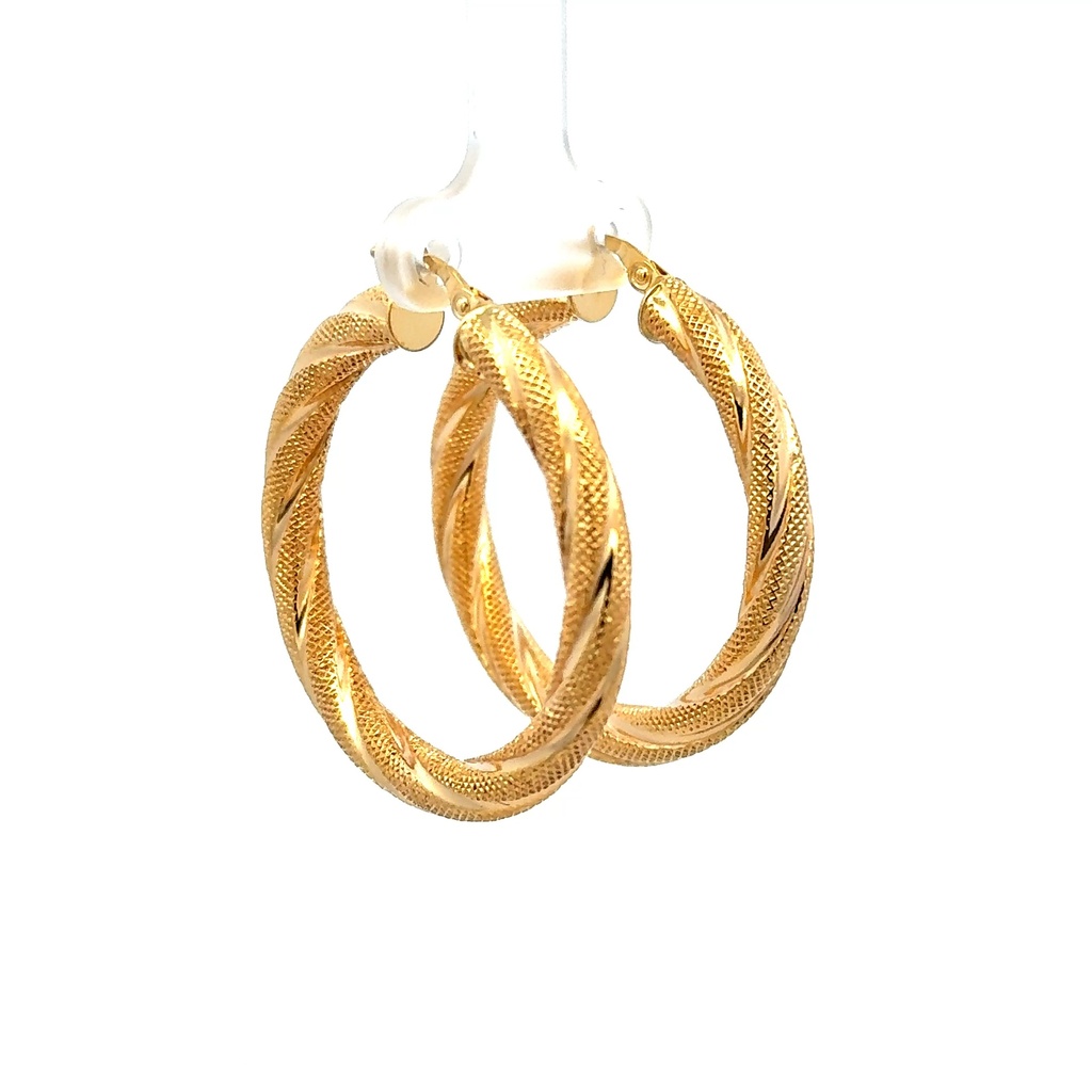 Earrings Twisted Textured Hoops 33.5 4mm 10K